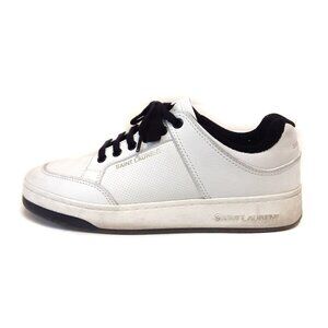 Auth SAINT LAURENT PARIS - White Calf Leather Men's Sneakers